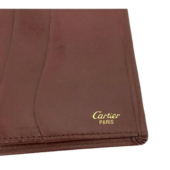 CARTIER: Burgundy, Leather & "Double C" Logo Long Checkbook Wallet #058 - Picture 6 of 6